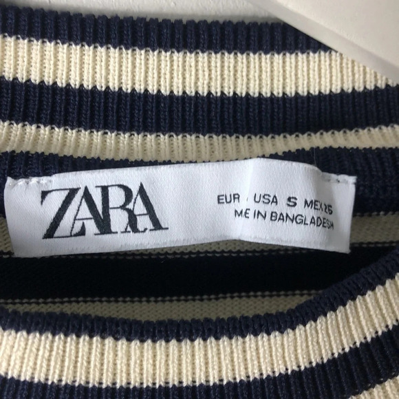 Zara Striped Crop Blue White Knit Size Small - Picture 5 of 8